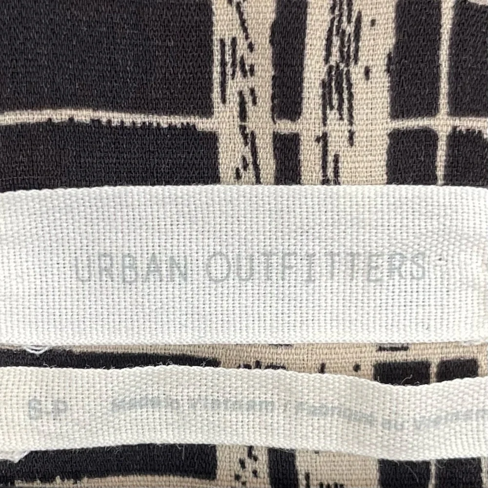 URBAN OUTFITTERS • Black and Cream Plaid Print Wrap Midi Dress • Small